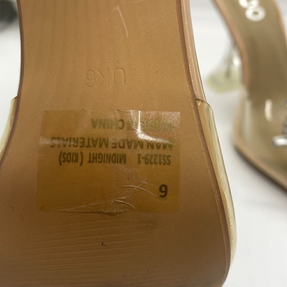 ✨ Stunning Diamond Perspex Heel Mule Nude Patent Clear Lucite Pumps✨ - Picture 10 of 12